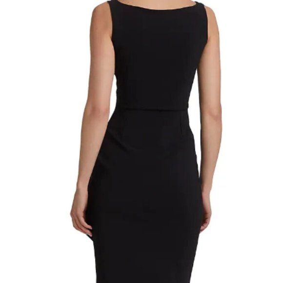 CHIARA BONI LA PETITE ROBE YASU SIDE WRAP KNOT BLACK SHEATH DRESS 46IT/ US 10 - Picture 3 of 8